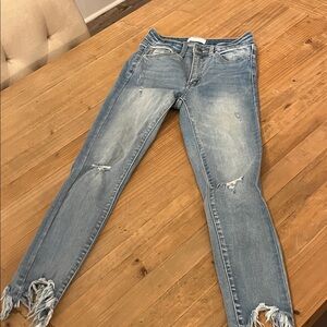 Women's Light Blue Distressed Skinny Jeans